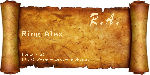 Ring Alex névjegykártya